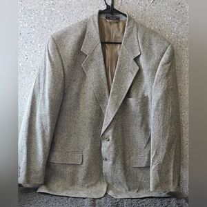 Barrington‎ 100% Silk Blazer Jacket Men 46R Beige Tweed Textured Sport Coat---